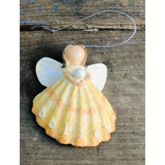 Lot of 5 Handmade Glittered Seashell Christmas Ornaments Angel Murex Clam Coasta - Picture 5 of 11